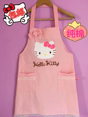Lace up Кухонный фартук hello kitty с милым бантом, фартук для приготовления пищи, розовый передник, фартук с рисунком кота, кухонный фартук для приготовления пищи, фартук для шеф-повара, гаджеты - Цвет: Lace up
