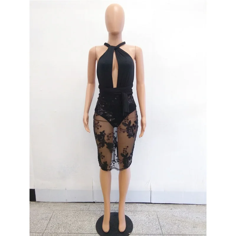 Женщины Сексуальная холтер Цветочные See Through Тонкий Party Club Специальный Встроенная