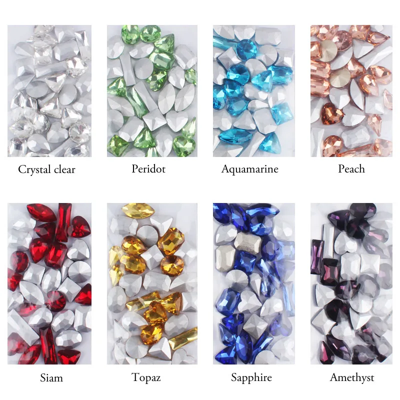 НОВАЯ распродажа! Блестящие кристаллы смешанной формы 8 цветов стеклянные камни