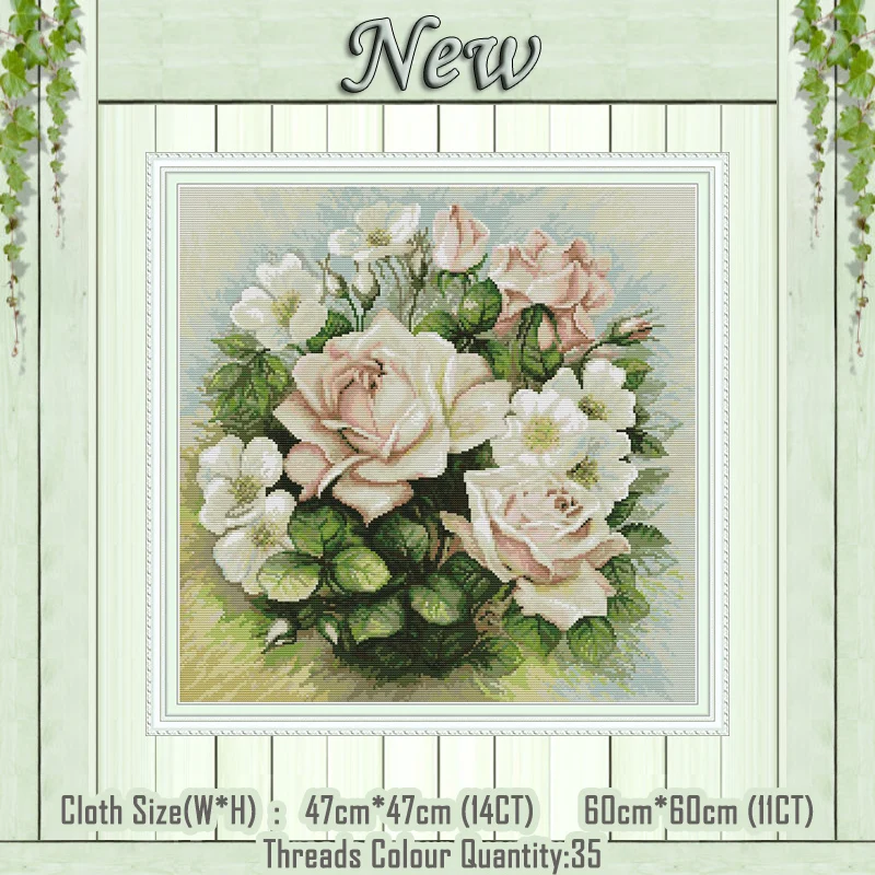 Набор для вышивки крестиком набор сделай сам домашнего декора с розовыми цветами