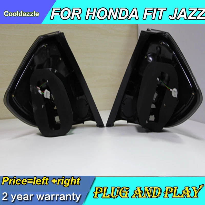 Для Honda Fit Jazz светодиодный задний фонарь Хэтчбек 2009 2010 год дымовые все черные задние фонари парковочные поворотные сигнальные огни