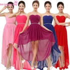 Сине-красное платье подружки невесты, платье подружки невесты с вырезом сердечком, короткое спереди, длинное сзади для свадьбы с Стразы B1093