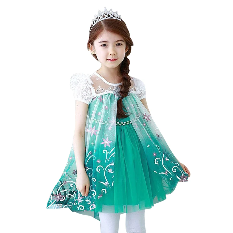 Новинка 2017 года платье для девочек летнее принцессы Снежной Королевы со стразами