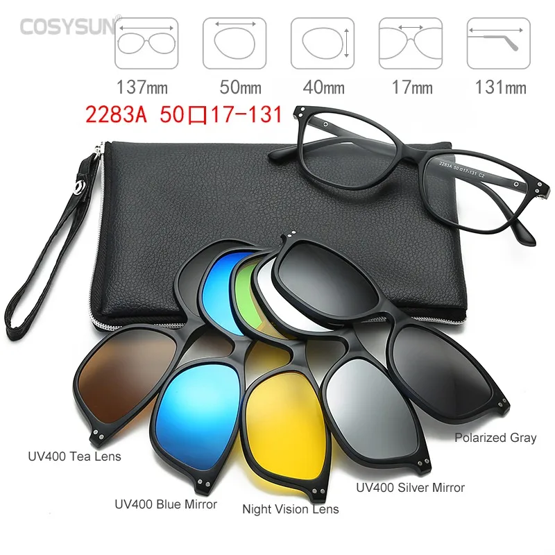 2283 5 lens 1 frame Солнцезащитные очки с различными линзами, мужские магнитные солнцезащитные очки, женские очки с магнитным зажимом, оптические очки для близорукости, оправа с 5 линзами - Цвет линз: 2283 5 lens 1 frame