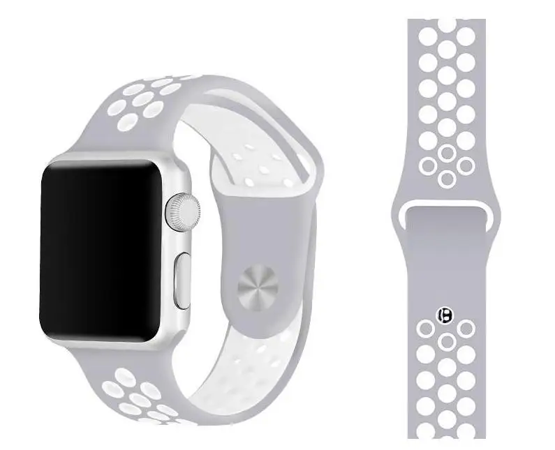 silverwhite Ремни 38/40/42/44 мм для наручных часов Apple Watch, версии 5 ремешок для спортивных часов для наручных часов iwatch, 4, версия 1, 2, 3, ремешок wrsitband браслет - Цвет ремешка: silverwhite