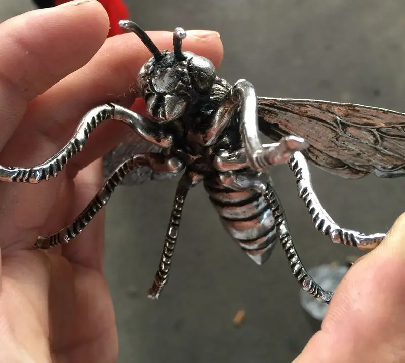 Коллекция тибетские серебряные резные статуи животных пчела украшение дома фэн