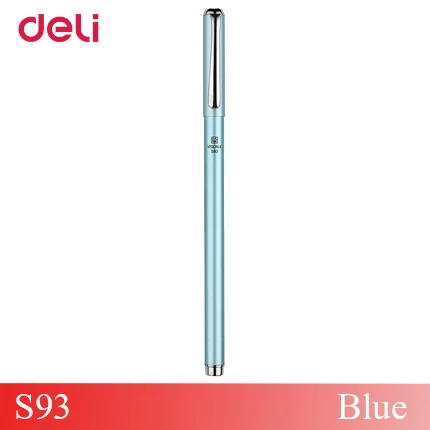 blue S93 pen Deli cute 0,5 мм Металлическая Шариковая гелевая ручка для школы, Качественная ручка для письма, черный, синий, красный, заправка, kawaii, офисные, деловые, подарочные ручки - Цвет: blue S93 pen