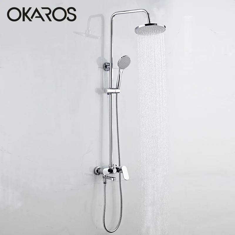 Y014-C-Chrome OKAROS хромированный душ с отделкой кран дождевая насадка для душа ручной душ опрыскиватель ванная душевая система набор водопроводной воды Смеситель Torneira - Цвет: Y014-C-Chrome