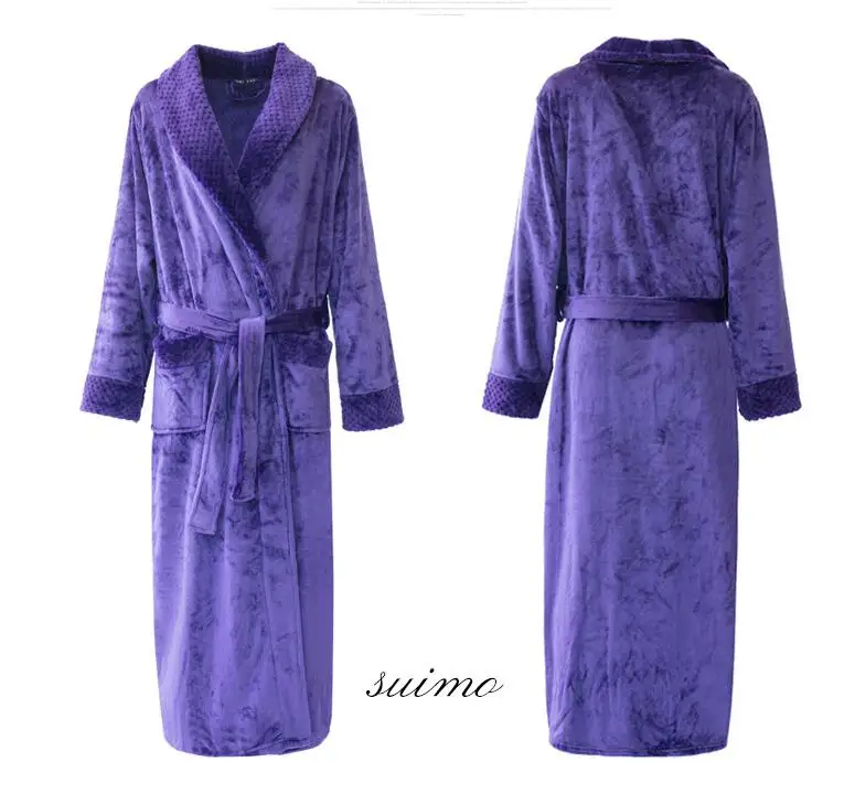 

Lovers Bathrobe Men Women Long Winter thickening Kimono Bath Robe Male Dressing Gown Female Flannel Robes Plus Size 3XL