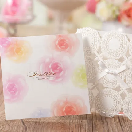 Personzlied розовый цвет Кружево цветок Свадебное приглашение лазерная резка|flower pot