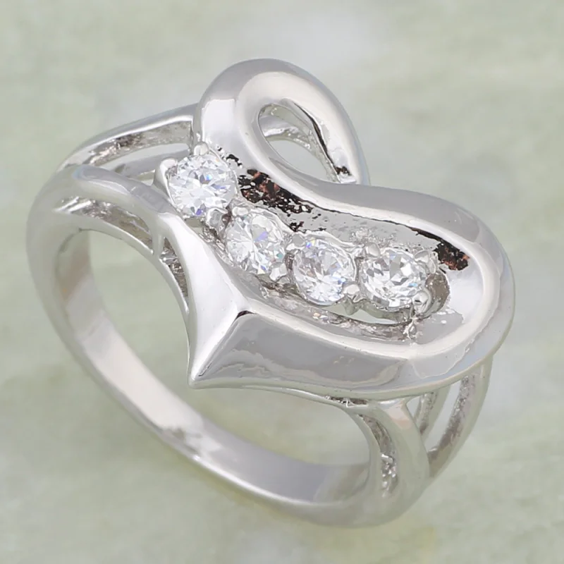 Лучший подарок Любовь кольца белый кристалл Белое золото Мода Bijoux женские Размер