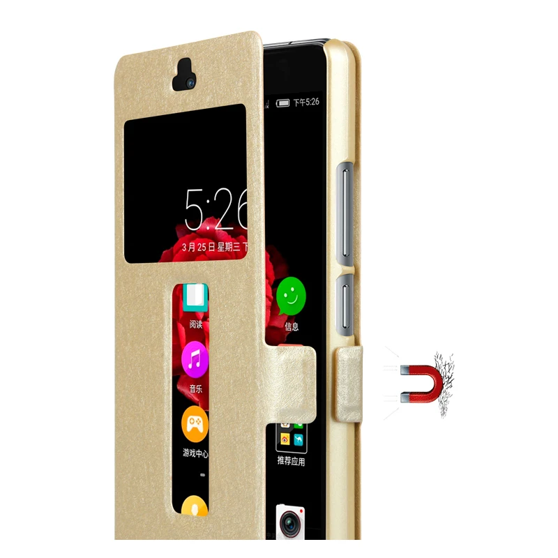 Роскошный умный кожаный чехол с окошком для zte Nubia Z9 Max Mini Z11 шелковым узором и