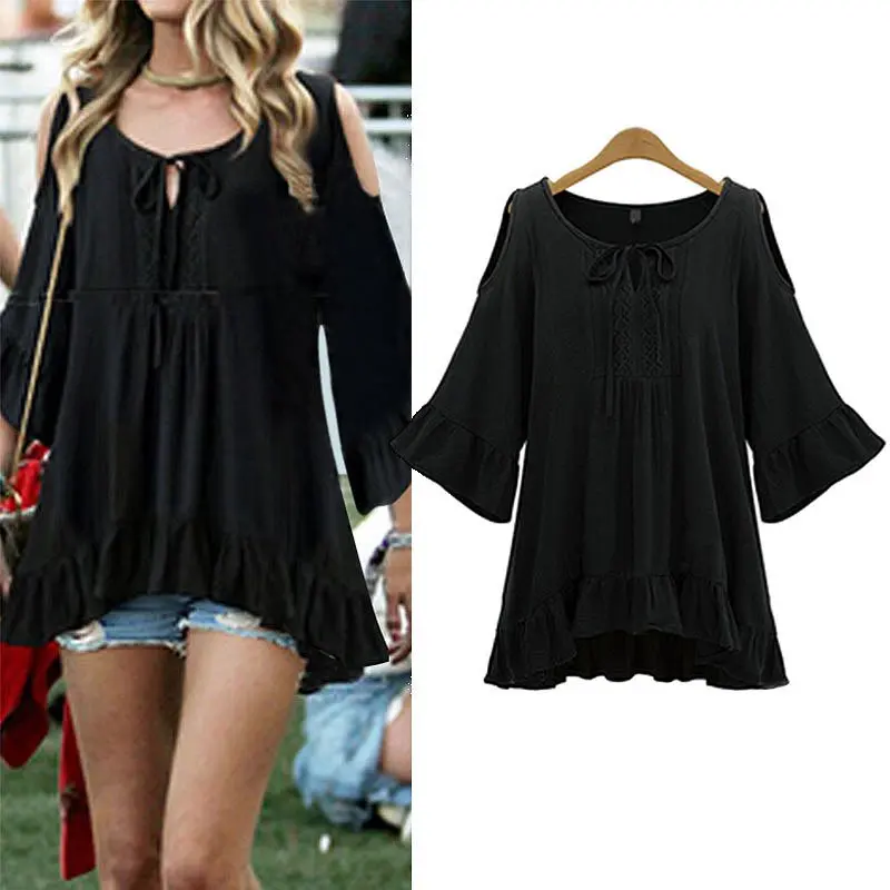 Женская кружевная блузка с рюшами SILVERCELL Повседневная Свободная большого размера