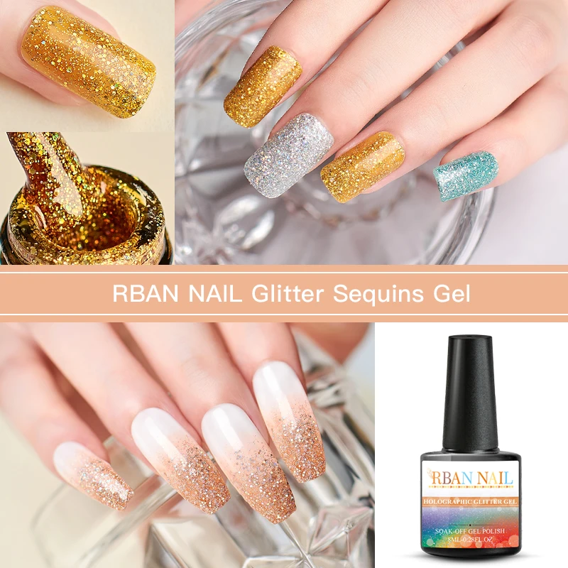 RBAN NAIL 8ml блестящая голографическая лак для ногтей UV LED Сияющие Блестки Гель-лак