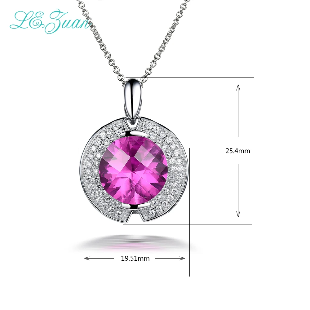 L & цзуань блестящие 925 Стерлингового Серебра Подвески 6.9ct Розовый Камень
