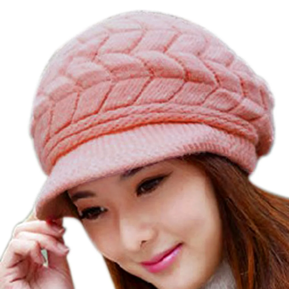 Womens Winter Hats for Women Slouchy Openings Fluffy Knit Beanie Crochet Hat Brim Cap Knitting Caps | Аксессуары для одежды