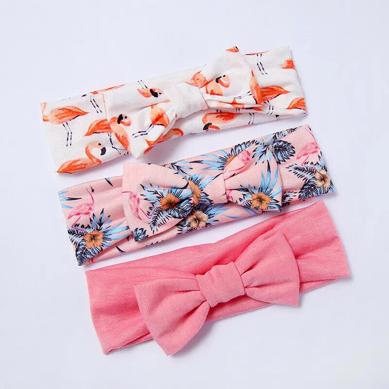 3PCS/Set Baby Girls Boys Headwear Bunny Flowers Bows Kids Turban Knot Rabbit Headband Bow Hair | Мать и ребенок