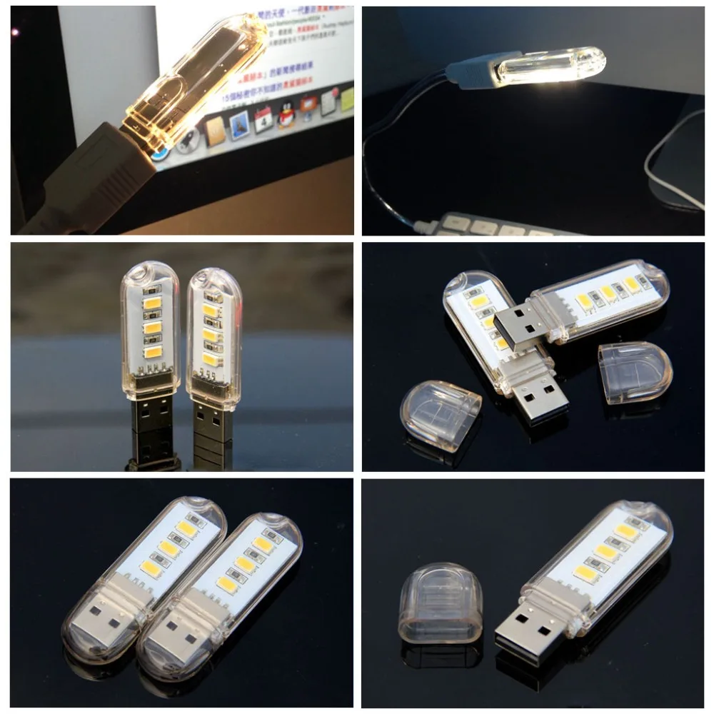 5 шт. мини USB Светодиодная лампа для книг кемпинга 3 светодиода/8 светодиодов