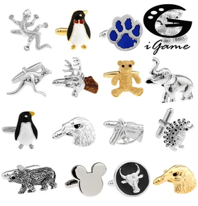 Бесплатная доставка, запонки, запонки в виде лошадей, животных, медведь, слон, пингвин, кенгуру, Орел, мужские запонки оптом и в розницу