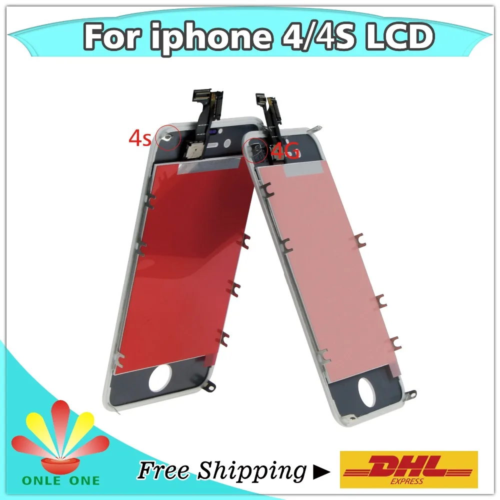 10 шт./лот ЖК дисплей и сенсорный экран + дигитайзер для iphone 4 4S бесплатная доставка
