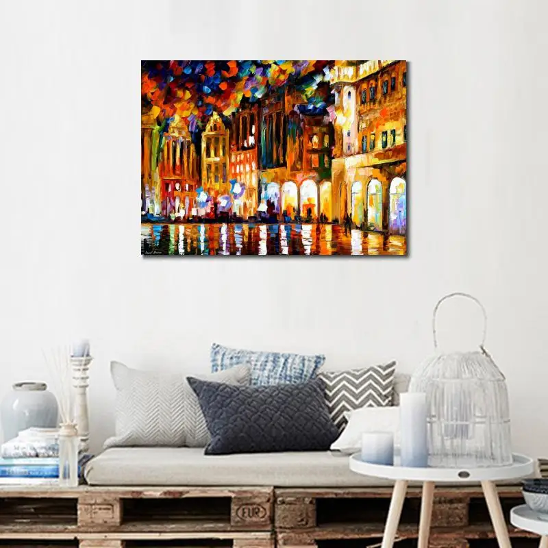 Beste Hedendaagse Kunst Brussel Grande Plaats Mes Olieverf Canvas Mooie Landschap Foto Voor Muur Decor