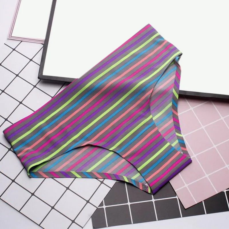 E Striped Женское нижнее белье, хлопковые женские трусики с принтом, сексуальное женское нижнее белье, женское Бесшовное нижнее белье, 1 шт - Цвет: E Striped