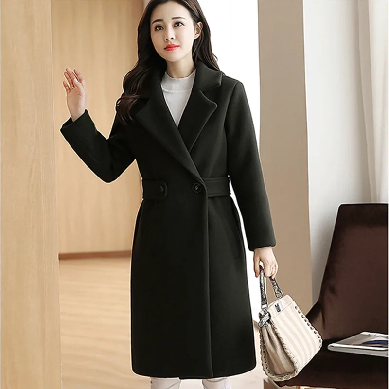 YAGENZ Autumn Wool Long Coat Women Jacket Casual Double Windbreaker Woolen Outwear Elegant V-neck Bayan Mont 424 | Женская одежда