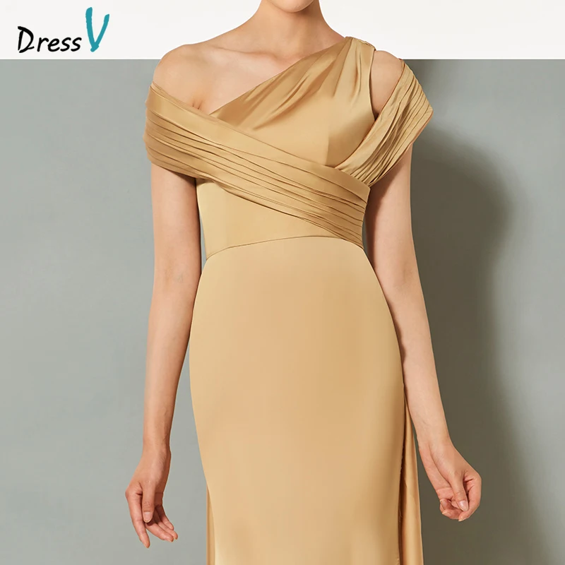 Dressv абрикосовое желтое длинное вечернее платье на одно плечо Ватто Поезд Русалка свадебное вечернее платье труба вечернее платье es