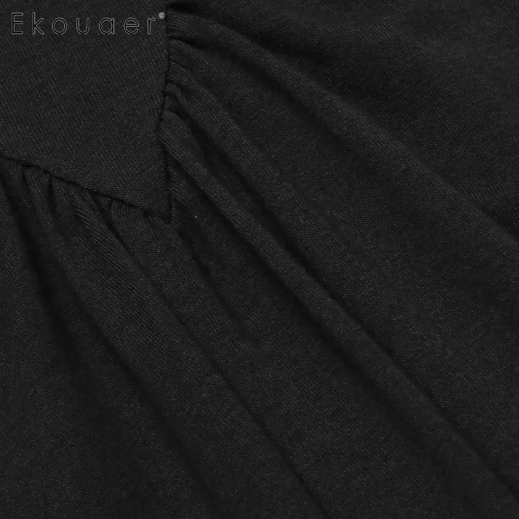Ekouaer, Женское ночное платье, длинная ночная рубашка, повседневная, с рукавом-крылышком, с v-образным вырезом, ночная рубашка, Женское ночное платье
