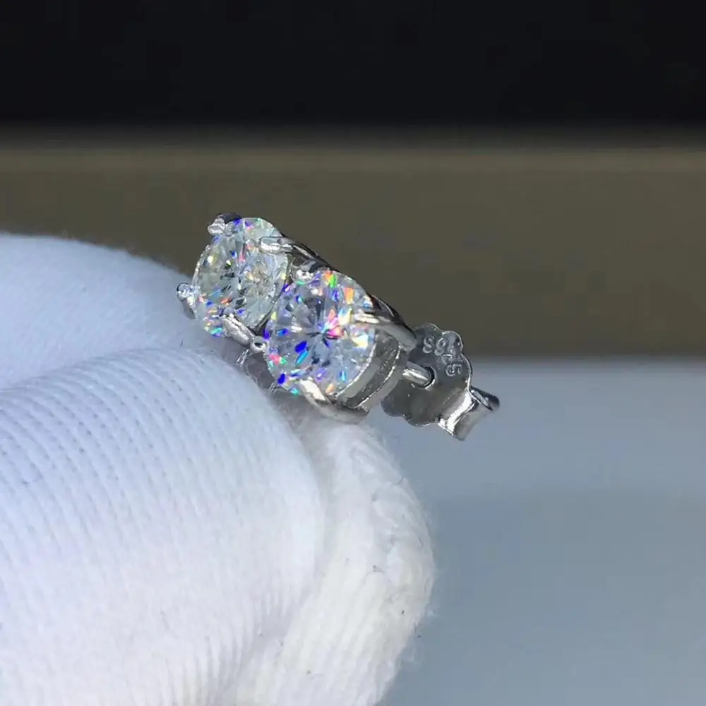 Серьги из серебра 925 пробы с моиссанитом всего 1 00ct бриллиантами прошедшие