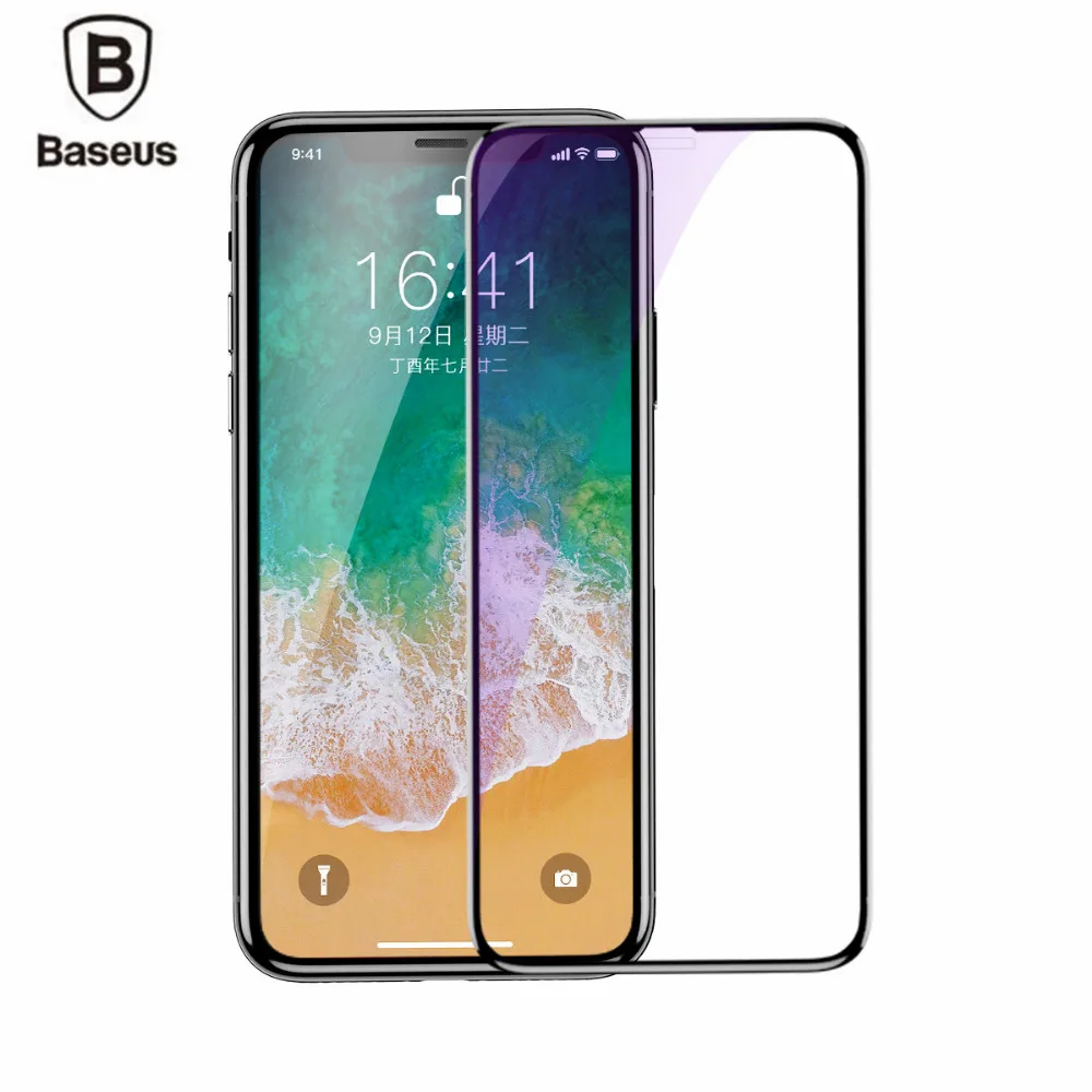 BASEUS 0 2 мм для iphone x защита экрана 9 H изогнутые закаленное Стекло протектор xs