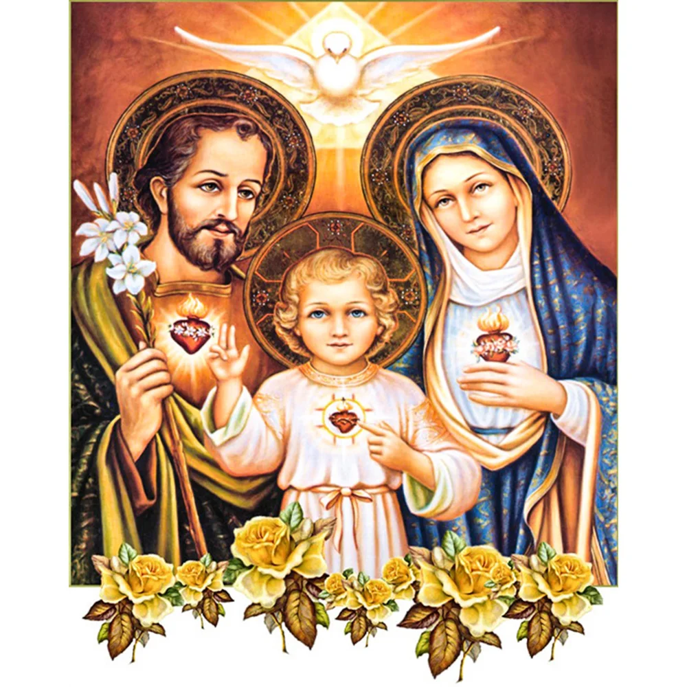 

5D «сделай сам», полноразмерная/круглая алмазная живопись, семейная вышивка Иисуса, вышивка крестиком, мозаика, украшение для дома