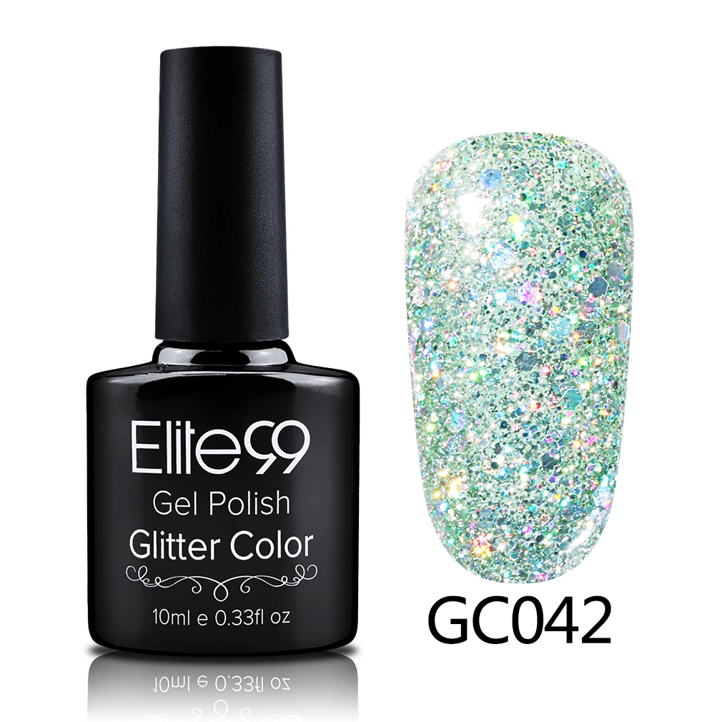 S-GC042 Elite99 10 мл Soak Off блёстки Блеск УФ гель лак Diamond для ногтей гель для ногтей с блестками красота направление Atr - Цвет: S-GC042