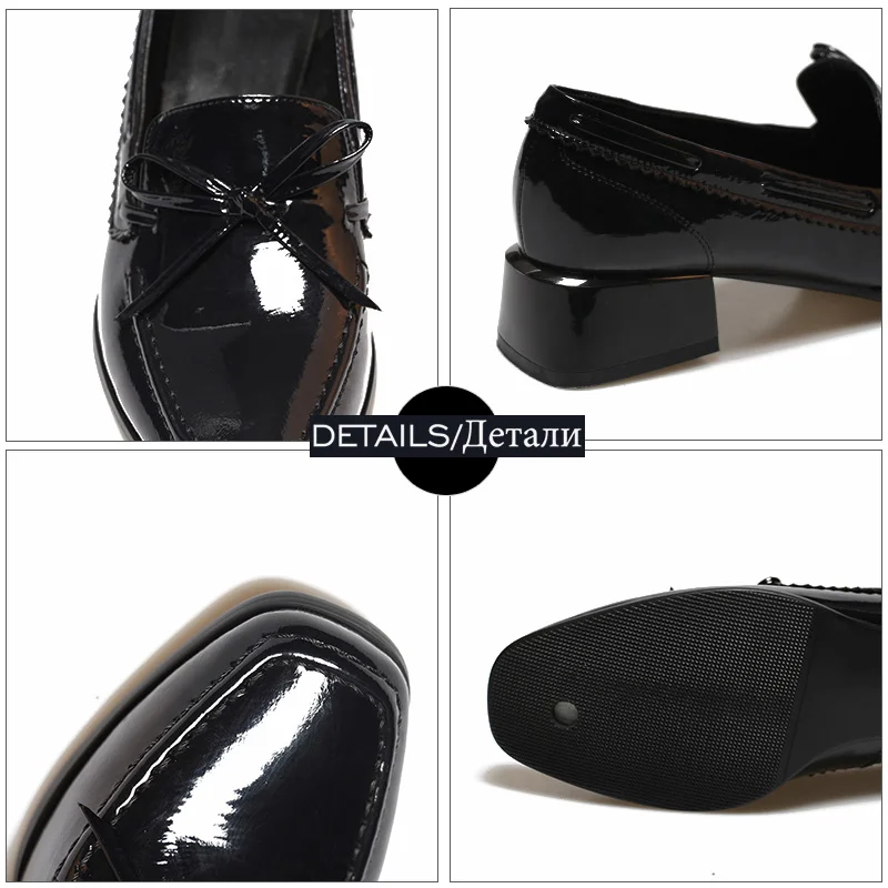 

WETKISS Patent Leather Pumps Women Square Toe Footwear Butterfly Knot Shoes Female Fashion Casual Girl Shoes Woman 2019 Spring