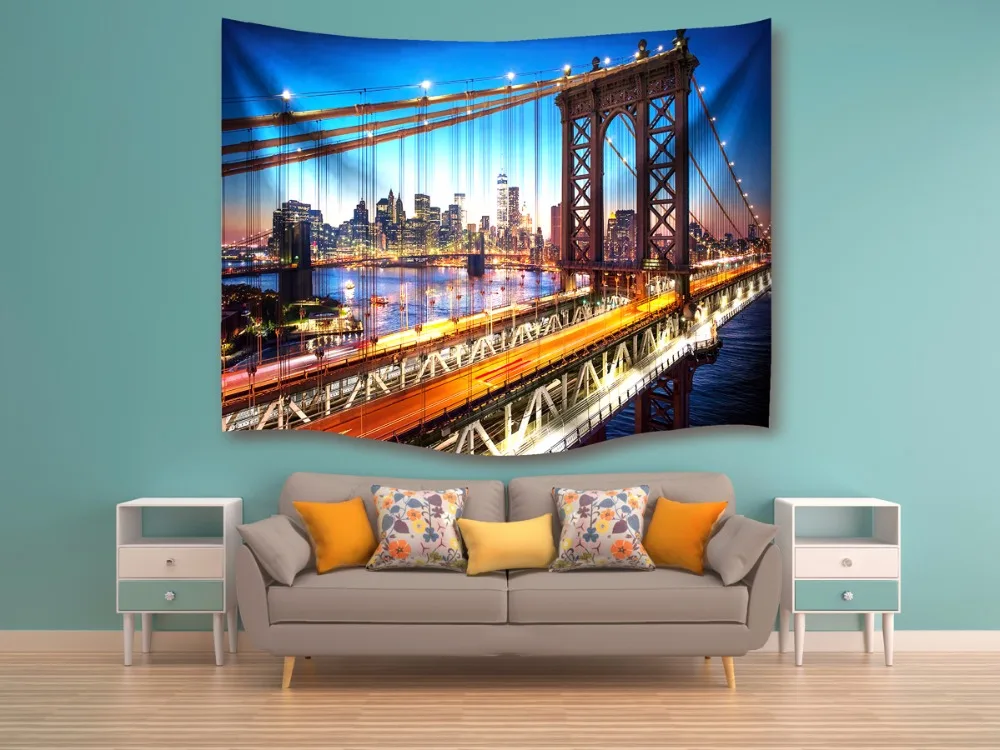 Бруклин мост Висячие стены гобелен из полиэстера песчаное пляжное полотенце
