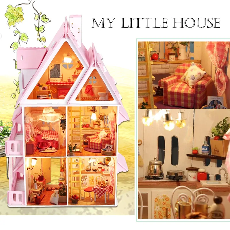 Sunshine Alice DIY Вилла для кукол домик Деревянные 3D огни миниатюрный кукольный мебель