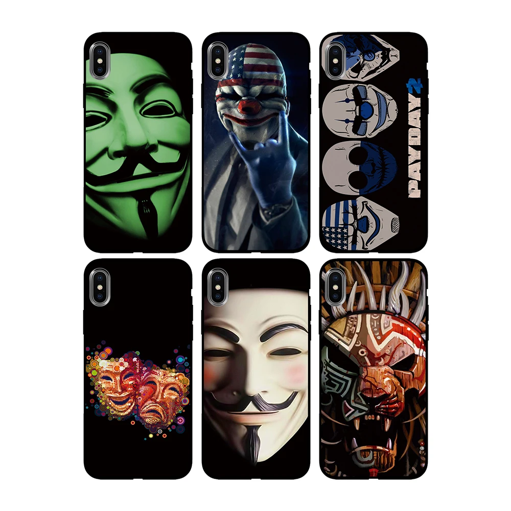 Забавные Маски для смайликов Мягкий чехол из ТПУ Apple iPhone 6 6S 7 8 Plus 5 5S SE X XS MAX XR
