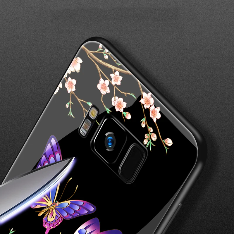 GKK Модный чехол для Samsung Galax S8 заднее стекло + Мягкий ТПУ Оригинальная текстура 360