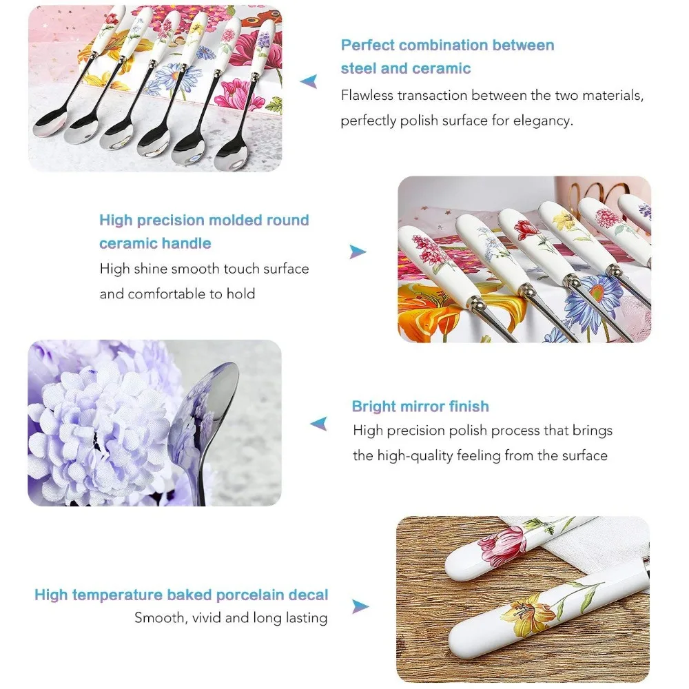 6 шт. Нержавеющая сталь столовые приборы Кофе ложки набор Десертные Ложки Набор