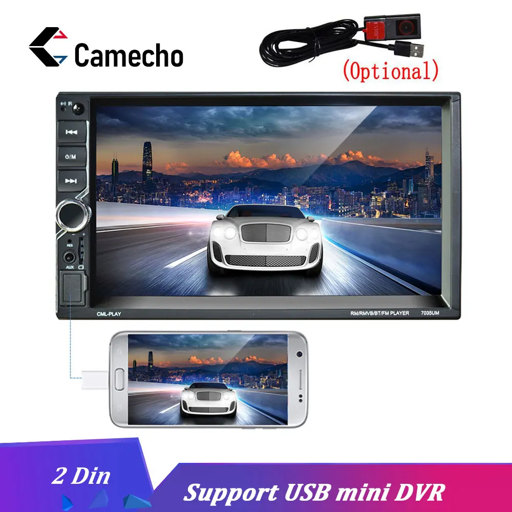 Автомагнитола Camecho Dual Din 7 &quotBluetooth Авто аудио стерео USB/DVR сенсорный Авторадио