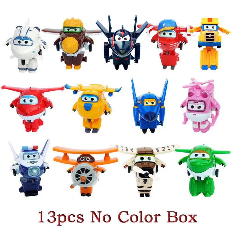13pcs No Color Box Оригинальные AULDEY мини Супер Крылья деформация самолет робот игрушка фигурки супер крыло Трансформация игрушки для детей подарок - Цвет: 13pcs No Color Box