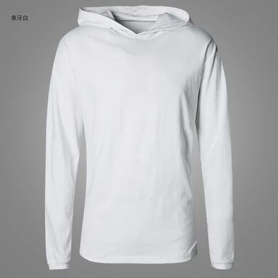 T928 ivory white Мужская Осенняя Новинка, европейский стиль, высокий воротник, длинный рукав, с капюшоном, футболка с кепкой, мужская Тонкая Повседневная хлопковая нестандартная футболка T908 - Цвет: T928 ivory white