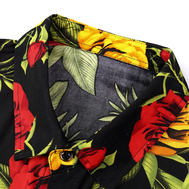 

Nerw 2019 Men's Short Sleeve Floral Print Hawaiian Shirt Male Summer Fashion Printing Shirts Free Shipping