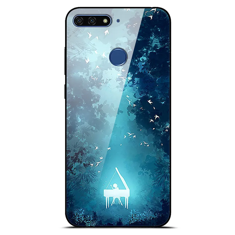 Чехол для Honor 7C роскошная стеклянная задняя крышка Huawei 7A Pro чехол 7 C A бампер из ТПУ