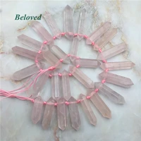 15 5 double terminated roses quartz strand beads natural pink crystal quartzs point jewelry making loose beads bg18027