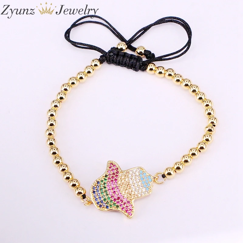 10 шт. микро-ПАВЕ красочный Циркон фианит кристалл Фатима Хамса ручной амулет