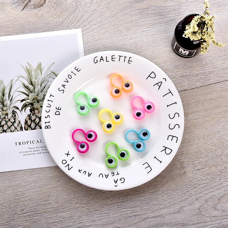 100ps lot kawaii Big eyes cartoon colorful 3.5cm ring finger party dress up gifts gifts toys for children wholesale