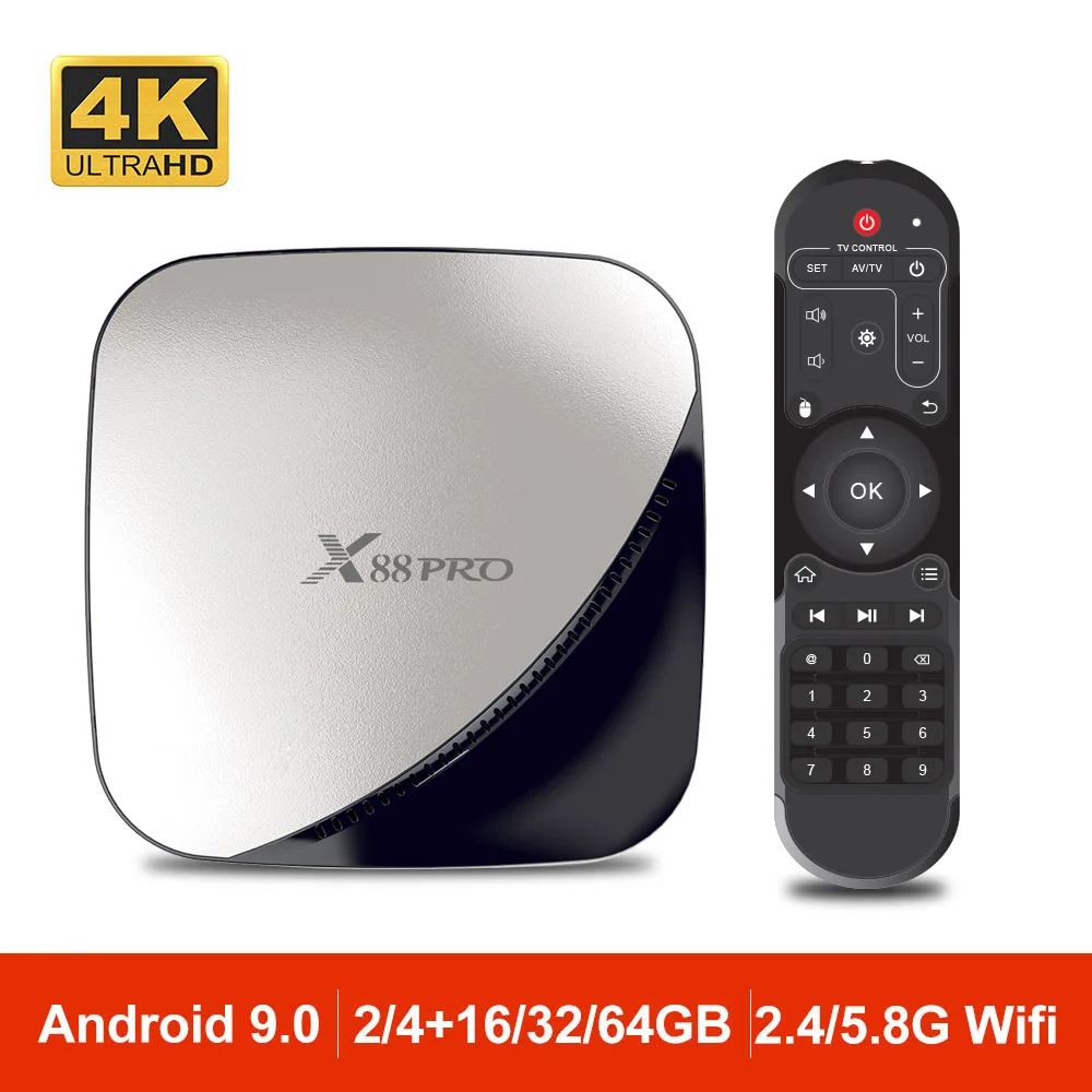 X88 PRO Android 9 0 RK3318 4 ядра 64bit Smart ТВ коробка двухъядерный процессор Wi Fi 2 4G/5G 4K HDR USB 3 OTA