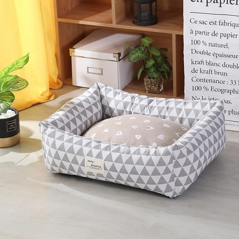 C24 Диван-кровать для домашних собак с ковриком мягкий материал гнездо питомник для кошки теплый квадратный домик для собак и щенков кровать для маленьких средних собак Подушка для домашних животных - Цвет: C24