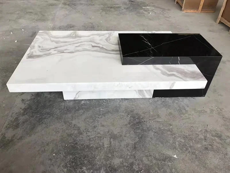 Coffee table Продукт белый и черный мраморный журнальный столик дизайн домашняя мебель прямоугольный центральный стол современный стол для гостиной - Color: Coffee table